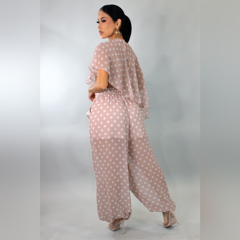 Sweet on You Polka Dot Pants Set- Pink/White - Picture 2 of 2